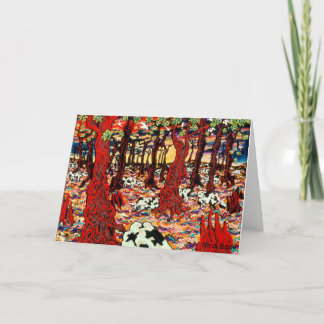 Cartes Pour Fêtes Annuelles "Les Vaches Dans Les Bois À Noël", Nina Beall