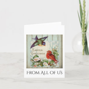 Cartes Pour Fêtes Annuelles Les voeux de Pâques Vintages Les oiseaux Nichent l