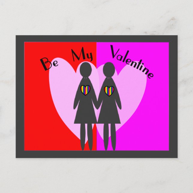 Cartes Pour Fêtes Annuelles Lesbian "Be my Valentine"-Cartes & Cadeaux (Devant)