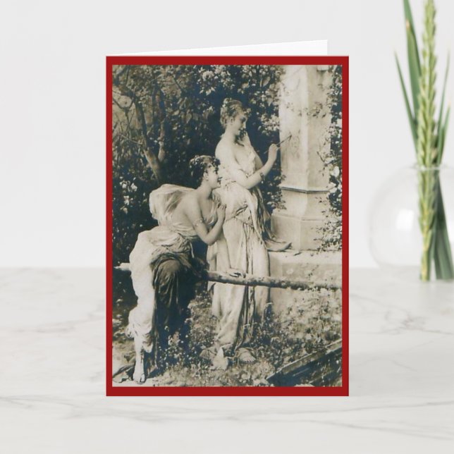 Cartes Pour Fêtes Annuelles Lesbienne Valentine filles Vintage (Devant)