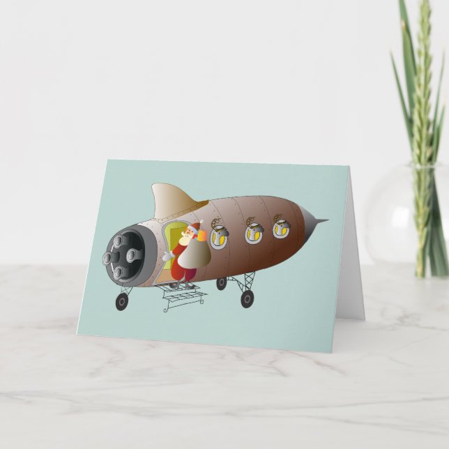Cartes Pour Fêtes Annuelles L'espace Rocket Père Noël (Devant)