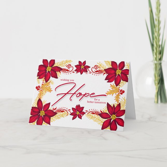 Cartes Pour Fêtes Annuelles L'espoir d'un avenir meilleur Poinsettia (Devant)