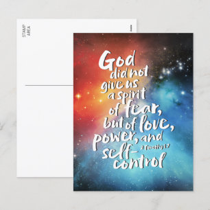 Cartes Pour Fêtes Annuelles L'Esprit d'Amour de DIEU AUCUNE PEUR Bible Verse C