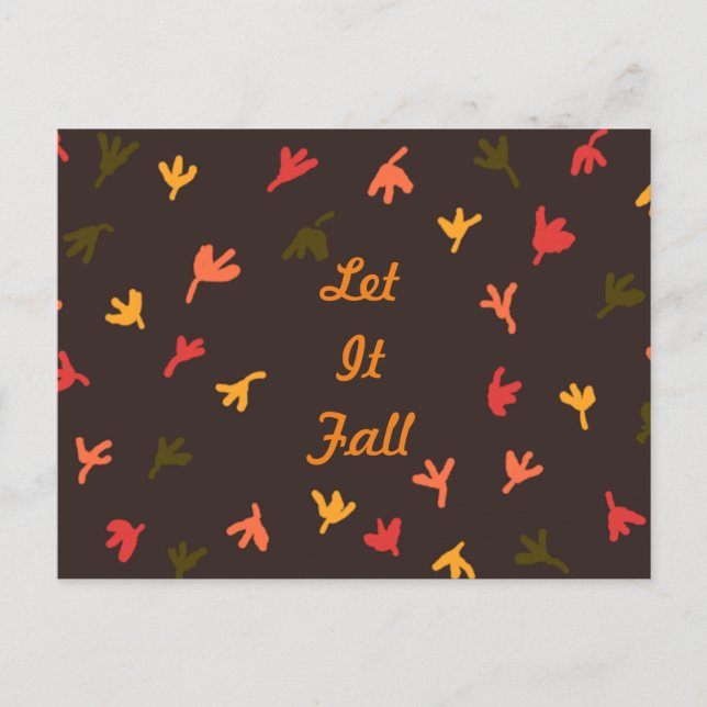 Cartes Pour Fêtes Annuelles Let It Fall Postcard (Brown & Orange) (Devant)