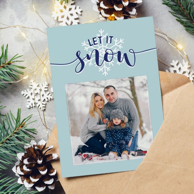 Cartes Pour Fêtes Annuelles "Let It Snow" 3-Photo Gallery Festive (front)