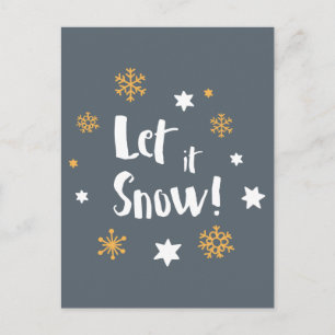 Cartes Pour Fêtes Annuelles "Let it Snow!"  Calligraphy Christmas Modern Gray