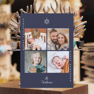 Cartes Pour Fêtes Annuelles L'étoile de David dans l'arbre de Noël