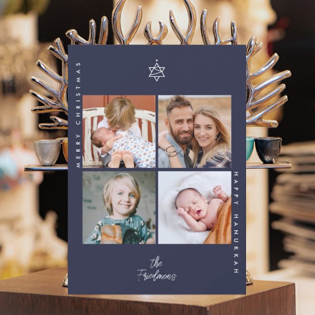 Cartes Pour Fêtes Annuelles L'étoile de David dans l'arbre de Noël (Créateur téléchargé)