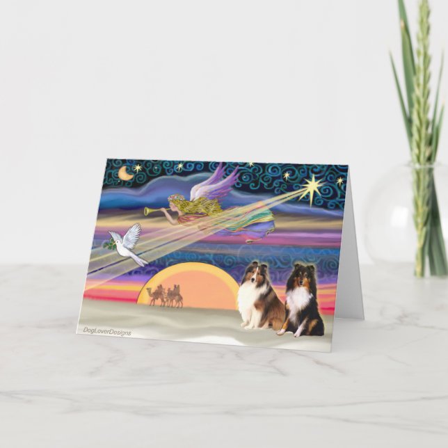 Cartes Pour Fêtes Annuelles L'Étoile de Noël - Shetland Sheepdog (2) (Devant)