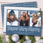 Cartes Pour Fêtes Annuelles Lettering 3 Vertical<br><div class="desc">Snow Very Merry 3 Photo Holiday Card with outline lettering and casual script typographiy. The photo template is ready for you to add 3 of your favorite, which are displayed in vertical, portrait. The christmas card reads "Snow Very Merry ... may all your Christmas Wishes come true" followed by your...</div>