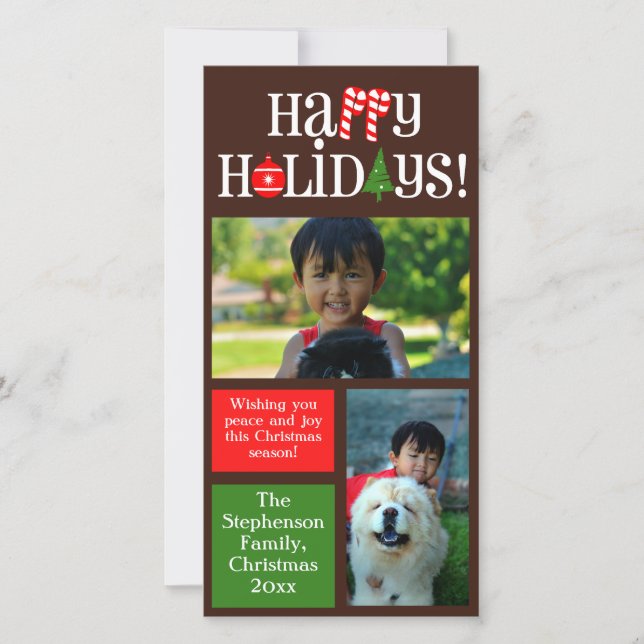 Cartes Pour Fêtes Annuelles Lettre amusante Icônes Couleur Blocs Vacances 2 Ph (Devant)