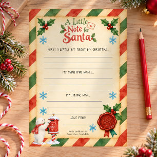 Cartes Pour Fêtes Annuelles Lettre au Père Noël pôle Nord de la part d'une car