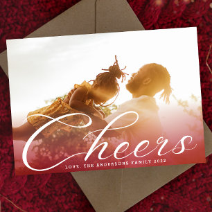 Cartes Pour Fêtes Annuelles Lettre classique CHEERS dégradé rouge Photo
