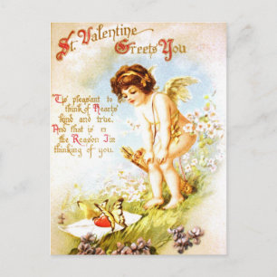 Cartes Pour Fêtes Annuelles Lettre d'amour Valentine PostCard Vintage Angel Cu