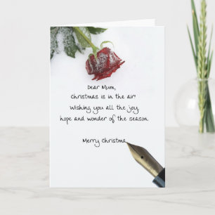Cartes Pour Fêtes Annuelles Lettre de Noël de maman sur papier rose de neige