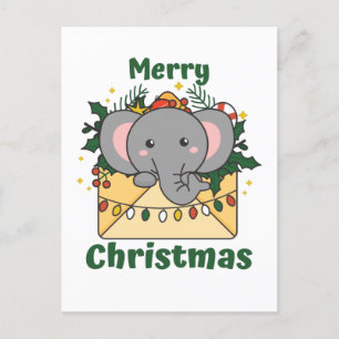 Cartes Pour Fêtes Annuelles Lettre de Noël Éléphant Animaux d'Hiver Éléphants