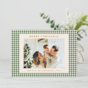 Cartes Pour Fêtes Annuelles Lettre de Noël en Vichy Vert et Carreaux Dorés