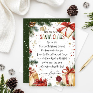 Cartes Pour Fêtes Annuelles Lettre de Noël personnalisée de Père Noël