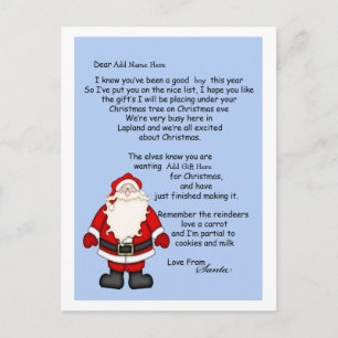 Cartes Pour Fêtes Annuelles Lettre de Père Noël