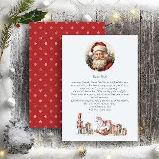 Cartes Pour Fêtes Annuelles Lettre de Père Noël à bébé Rouge Vert mignonne