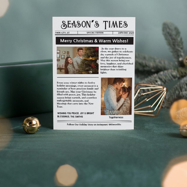 Cartes Pour Fêtes Annuelles Lettre d'information Arch Photo Collage Noël (what a year christmas cards modern photo collage year in review black and white family newsletter)