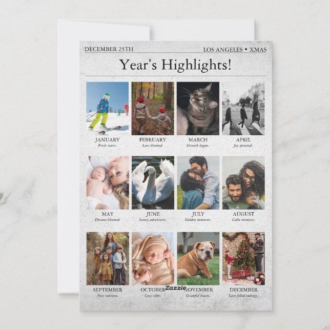 Cartes Pour Fêtes Annuelles Lettre d'information de Noël du journal Bilan de l (Dos)