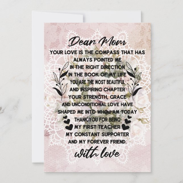 Cartes Pour Fêtes Annuelles Lettre du cœur à Maman (Devant)