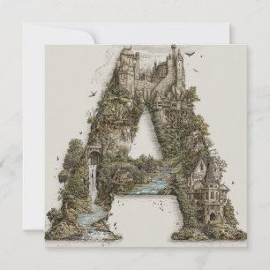 Cartes Pour Fêtes Annuelles Lettre Fantastique A avec des Châteaux dans le Liv
