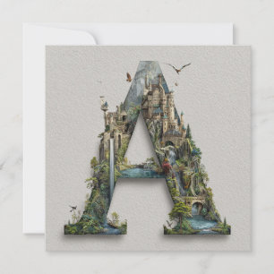 Cartes Pour Fêtes Annuelles Lettre Fantastique A avec des Châteaux dans le Liv