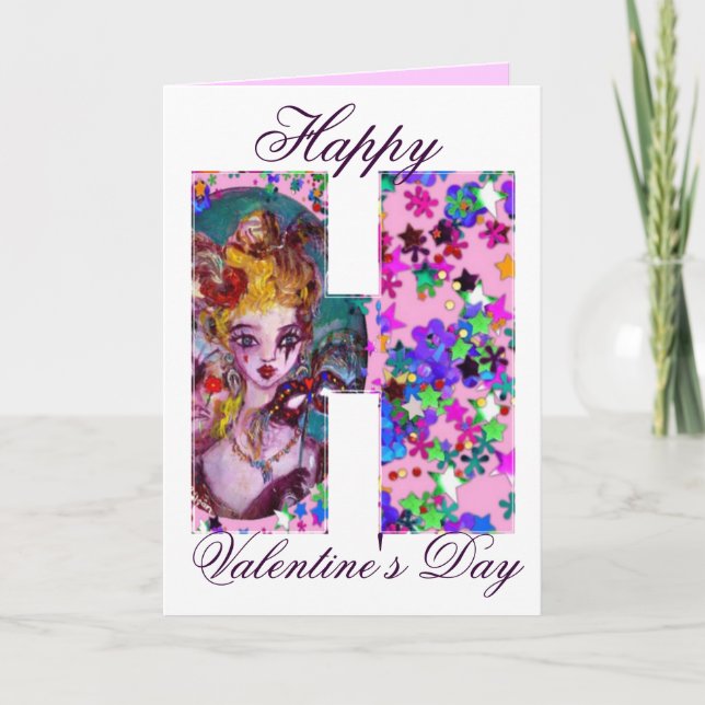 CARTES POUR FÊTES ANNUELLES LETTRE H MONOGRAMME DE MASQUÉRADE VALENTINE VÉNÉTI (Devant)