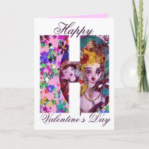 CARTES POUR FÊTES ANNUELLES LETTRE H MONOGRAMME DE MASQUÉRADE VALENTINE VÉNÉTI