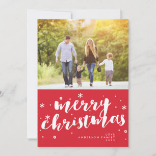 Cartes Pour Fêtes Annuelles Lettre JOY Étiquette rouge Joyeux Noël Photo