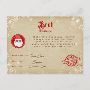 Cartes Pour Fêtes Annuelles Lettre père Noël au Telegram de Noël Ado