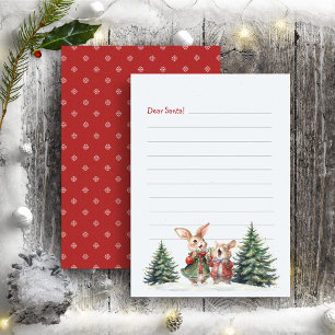 Cartes Pour Fêtes Annuelles Lettre Père Noël mignonne lapins amusants Bébé Rou