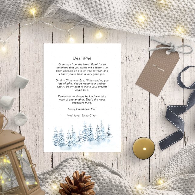 Cartes Pour Fêtes Annuelles Lettre père Noël pour Bébé Bleu Forêt d'hiver Rust (Créateur téléchargé)