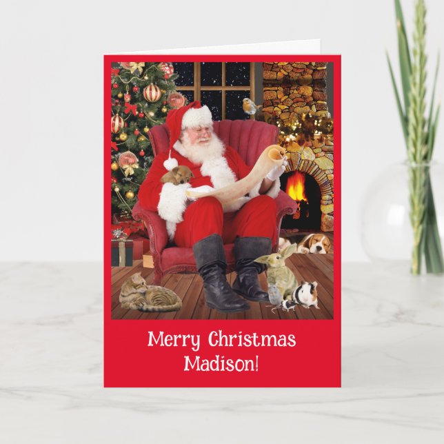 Cartes Pour Fêtes Annuelles Lettre personnelle aux enfants de Santa Claus Red (Devant)