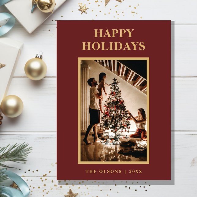 CARTES POUR FÊTES ANNUELLES LETTRE ROUGE ET PHOTO MINILAISE CLASSIQUE (Créateur téléchargé)