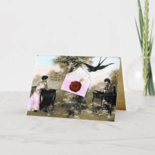 CARTES POUR FÊTES ANNUELLES LETTRE VALENTINE ROMANTIQUE, MONOGRAMME DE SCEAU D