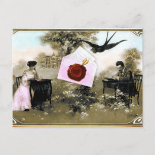 CARTES POUR FÊTES ANNUELLES LETTRE VALENTINE ROMANTIQUE, MONOGRAMME DE SCEAU D