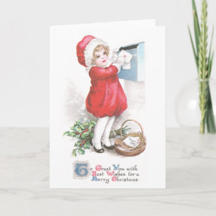 Cartes Pour Fêtes Annuelles Lettres d'affichage de filles Noël vintage