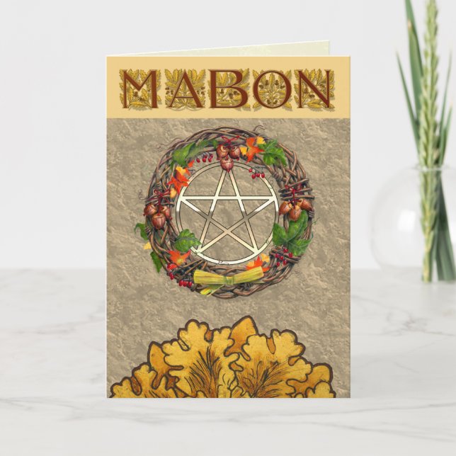 Cartes Pour Fêtes Annuelles Lettres de Mabon Wreath et de chêne (Devant)