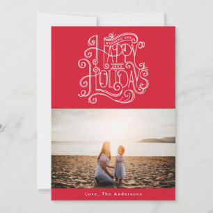 Cartes Pour Fêtes Annuelles Lettres de Vacances Joyeuses Noël Rouge & Blanc