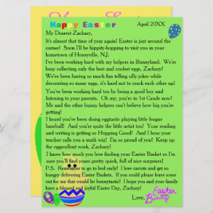 Cartes Pour Fêtes Annuelles Lettres du lapin de Pâques oeuf de poussin rayé