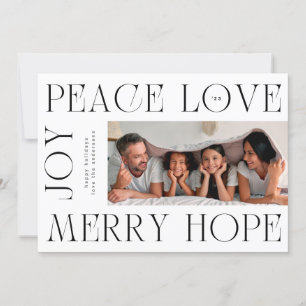 Cartes Pour Fêtes Annuelles Lettres élégantes modernes JOIE JOY PEACE LOVE pho