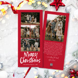 Cartes Pour Fêtes Annuelles Lettres modernes Cinq photo mince Joyeux Noël<br><div class="desc">Modern Lettering Five Slim Photo Joyeux Noël Carte présente quatre photos sur le devant,  et une autre photo sur le dos avec de la place pour votre message plus long.</div>