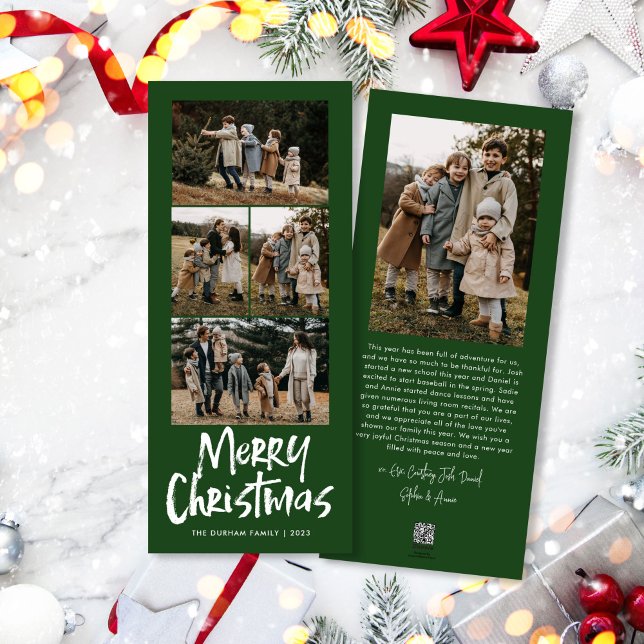 Cartes Pour Fêtes Annuelles Lettres modernes Cinq photo mince Joyeux Noël (Créateur téléchargé)