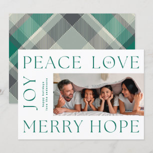 Cartes Pour Fêtes Annuelles Lettres vertes de Noël JOYER JOY PEACE LOVE photo