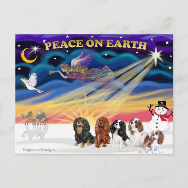 Cartes Pour Fêtes Annuelles Lever de Noël - Cavalier Kings Charles (cinq) (Devant)