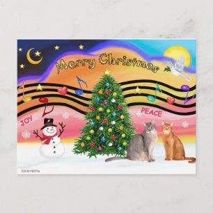Cartes Pour Fêtes Annuelles Lever de soleil de Noël 2 - Deux chats abyssinais