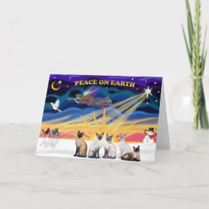 Cartes Pour Fêtes Annuelles Lever de soleil de Noël - 5 chats siamois
